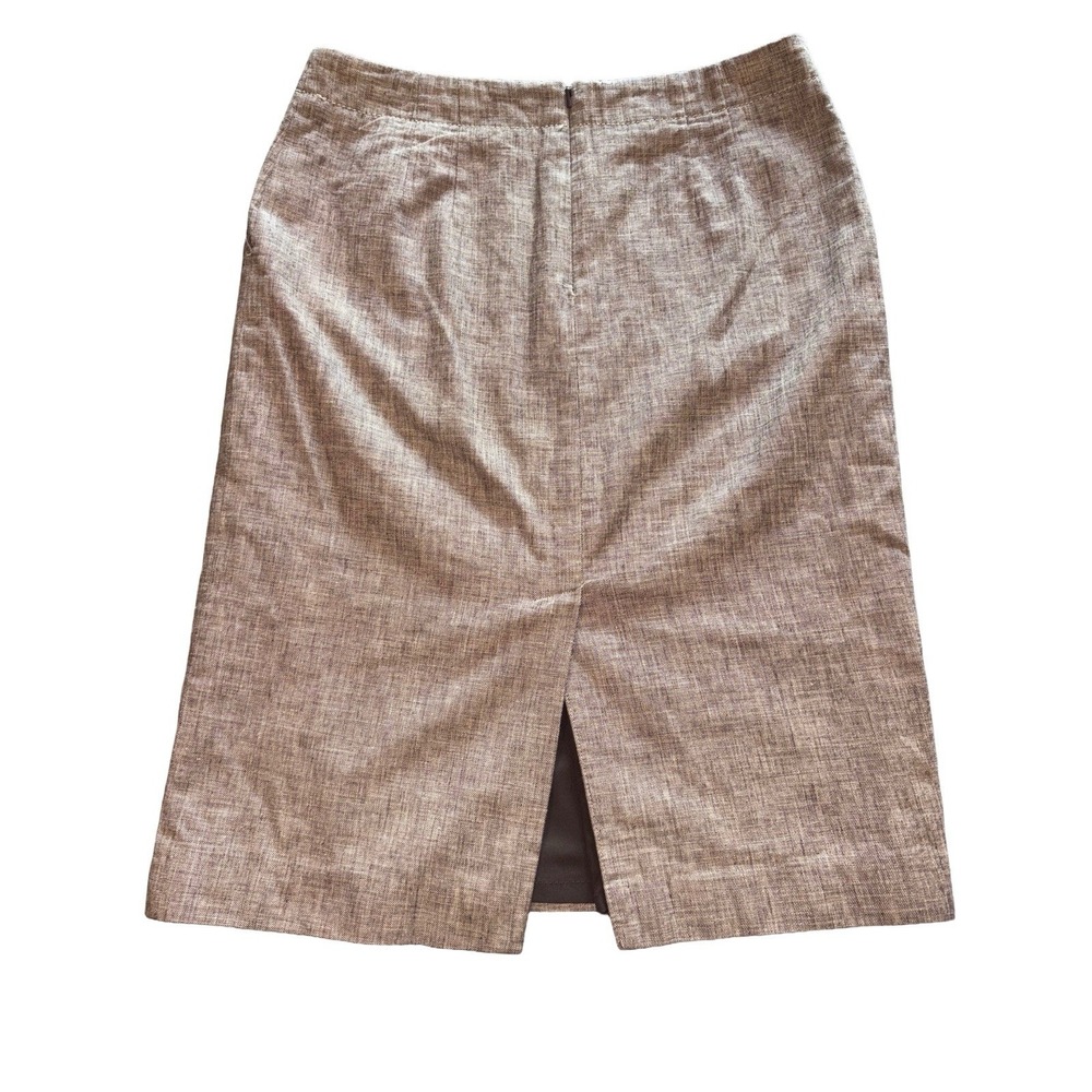 Banana Repulic Pencil Skirt Size 8 Brown White Woven Blend Rear Slit Career - Picture 7 of 11